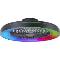 Brilliant Zwarte plafondventilator Mazzaro met RGB lamp - 58cm