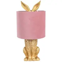 Clayre & Eef Tafel lamp, konijn, diameter 20x43 cm, goudkleurig, roze, polyresin