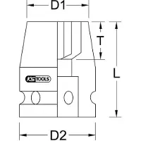 Ks Tools 515.1518, Slagmoersleutelbit, Zwart, 1 stuk, 3/8", Metrisch, 18 mm