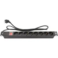 GOOD CONNECTIONS 19 inch stekkerdoos | schakelaar | CEE 7/7 - 8x CEE 7/3 | 1U | zwart | 1,8 meter