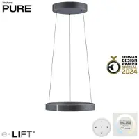 Paul Neuhaus Ronde hanglamp Pure E-Clipse grijs Ø 50cm