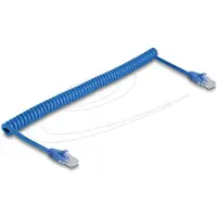 DeLOCK RJ45 Coiled Cable plug to plug Cat.6 UTP 1.3 m to 3.3 m blue