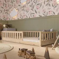 Crazy Pine kinderbed 190x100 cm – Massief houten Montessori vloerbed met valbeveiliging – Crazy Basic