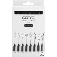 Copic Multiliner finelinerset zwart (0,05 mm - BM) 8 stuks