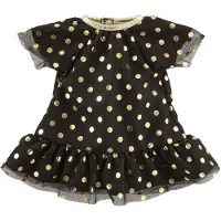 Corolle poppenjurk zwart met gouden stippen - feestelijke outfit 36cm.