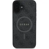 GUESS GUHMP16SG4GFRK iPhone 16 6,1" czarny/zwart MagSafe PU 4G Ring Klassiek Logo (iPhone 16), Smartphonehoes, Zwart