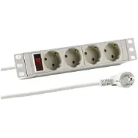 EFB Elektronik EFB Elektronik, 10-inch, 1HE stekkerdoos met 4x CEE 7/3 stopcontacten en schakelaar, aluminium, grijs