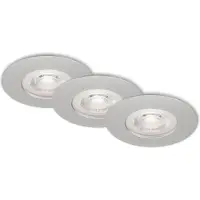 Briloner LED inbouwspot Kulana, chroom mat, Ø 9 cm, warmwit, set van 3