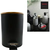 Spirella Pedaalemmer 5L - ADONIS - Prullenbak Badkamer - Bamboo - Zwart