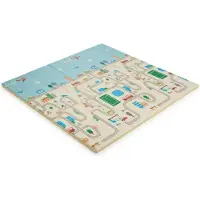 Relaxdays speelmat baby - opvouwbaar - verkeer - dieren - 200 x 180 cm - foam