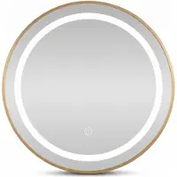 Sensahome Ronde LED Badkamerspiegel – Dimbaar Wandspiegel met Verlichting – Metalen Frame – 2700K/4500K/6400K – 50 cm – Goud