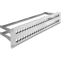 DeLOCK 19 inch patch panel met kabelgeleiding | voor 48 Keystone modules | 2U | grijs