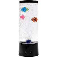 Itotal Bubbel Lamp Met Vissen - Mini Aquarium - Lavalamp - Met 3 Nepvissen - Nachtlampje Kinderen - Bedlampje - Led Verlichting - Meerdere Kleuren - Inclusief Kabel - 30cm - Zwart