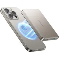 JOYROOM Ultra-dunne magnetische powerbank van 10.000 mAh met 15W draadloos opladen en 20W bedraad opladen, gemaakt van titanium