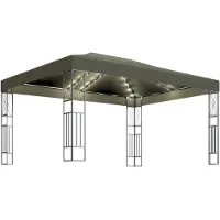 vidaXL Prieel met LED-lichtslinger 3x4 m stof taupe