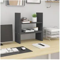vidaXL Monitorstandaard (39-72)x17x43 cm massief grenenhout grijs