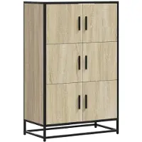 vidaXL Hoge kast 68x35x106,5 cm bewerkt hout en metaal sonoma eiken