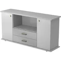 Hjh OFFICE PRO KAPA SB | Dressoir | met deuren + laden - Grijs Sideboard Greeplijst kunststof