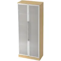 Hjh OFFICE PRO SIGNA G 7100G RE - Esdoorn/Zilver Hoogte van de map | 5 OH Kast met matglazen deuren Rail handvat (kunststof)