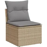 vidaXL 5-delige tuinmeubelset met kussens, beige, van polyrotan