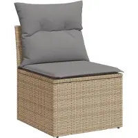 vidaXL 7-delige Loungeset met kussens poly rattan beige