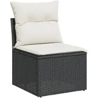vidaXL 3-delige tuinmeubelset met kussens, zwart, polyrotan