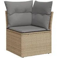 vidaXL 5-delige tuinmeubelset met kussens, beige, van polyrotan