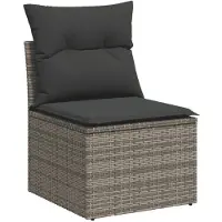 vidaXL 6-delige Loungeset met kussens poly rattan grijs