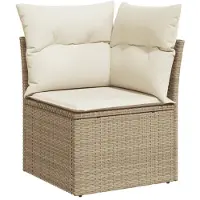 vidaXL 4-delige Loungeset met kussens poly rattan beige