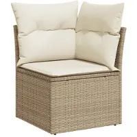 vidaXL 6-delige tuinmeubelset met kussens, beige, polyrotan