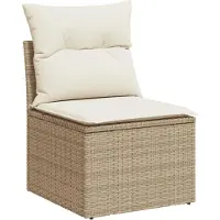 vidaXL 5-delige tuinmeubelset met kussens, beige, van polyrotan