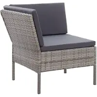 vidaXL 6-delige Loungeset met kussens poly rattan grijs