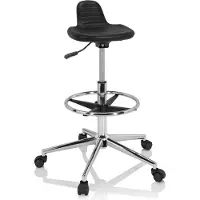 Hjh OFFICE TOP WORK 03 I - Werkstoel / werkkruk/ verhoogde bureaustoel Zwart