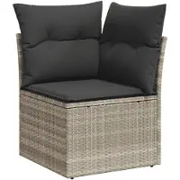 vidaXL 9-delige Loungeset met kussens poly rattan lichtgrijs