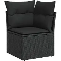 vidaXL 7-delige tuinmeubelset met kussens, zwart, polyrotan