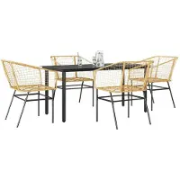 vidaXL 5-delige Tuinset poly rattan glas bruin