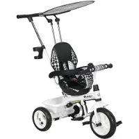 HOMCOM 6-in-1 driewieler met duwstang, kinder driewieler met zonnescherm, mand, wit