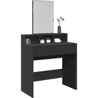 vidaXL Make-up tafel met spiegel, zwart, 80x41x144,5 cm
