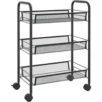 vidaXL Keukenwagen, 3 niveaus, zwart, 46x26x64 cm, ijzer
