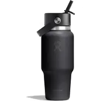 Hydroflask - Wide Flex Straw Travel Bottle - Drinkfles 710 ml, zwart/grijs