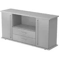 Hjh OFFICE PRO KAPA SB | Dressoir | met deuren + laden - Grijs/Zilver Sideboard Rail handvat (kunststof)