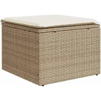 vidaXL Tuinkruk met kussen 55x55x37 cm poly rattan beige