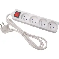 Velleman 4-WEG VERDEELDOOS - MET SCHAKELAAR - KABEL: 1,5 meter - STEKKERTYPE E (FRANS SYSTEEM)