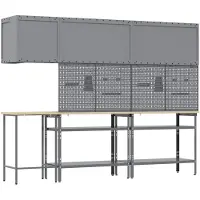 vidaXL Werkkast Set met plank met opslag 10 st Rood en Grijs
