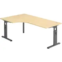 Hjh OFFICE PRO MEGA 82 G - Hout 200 x 120 C-Voet Zwart Tafelhoogte I In hoogte verstelbaar Esdoorn/Zwart