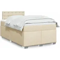 vidaXL Boxspring met matras stof crèmekleurig 120x190 cm