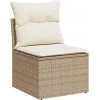 vidaXL 5-delige tuinmeubelset met kussens, beige, van polyrotan