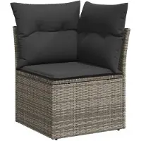 vidaXL 10-delige Loungeset met kussens poly rattan grijs
