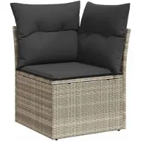 vidaXL 11-delige Loungeset met kussens poly rattan lichtgrijs