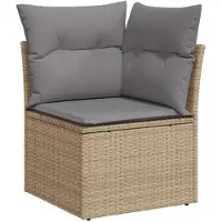 vidaXL 7-delige tuinmeubelset met kussens, beige, van polyrotan